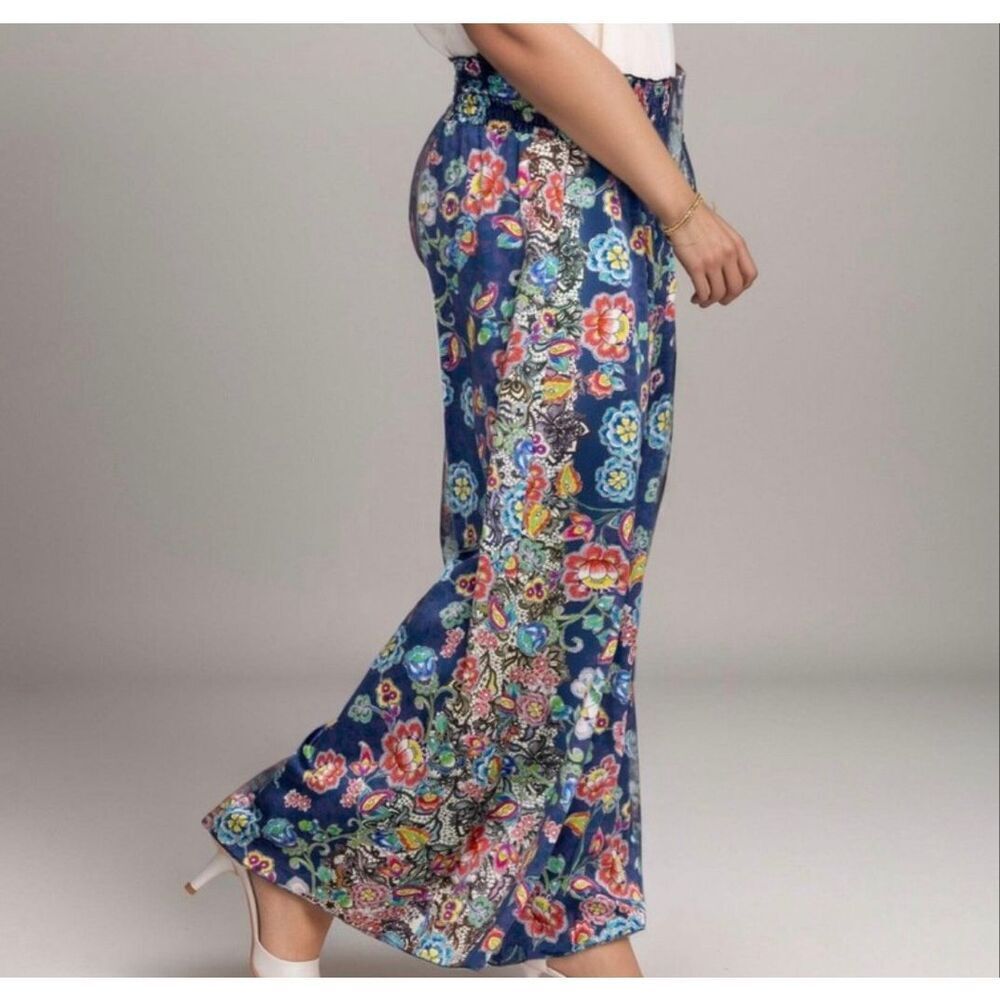 Johnny Was Floral Peppermint Rachel Silk Pants - US Women’s L